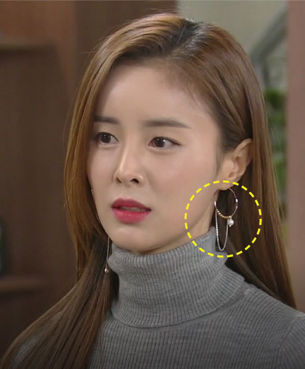 [한혜린착용] Unbalanced 2chain ring earrings