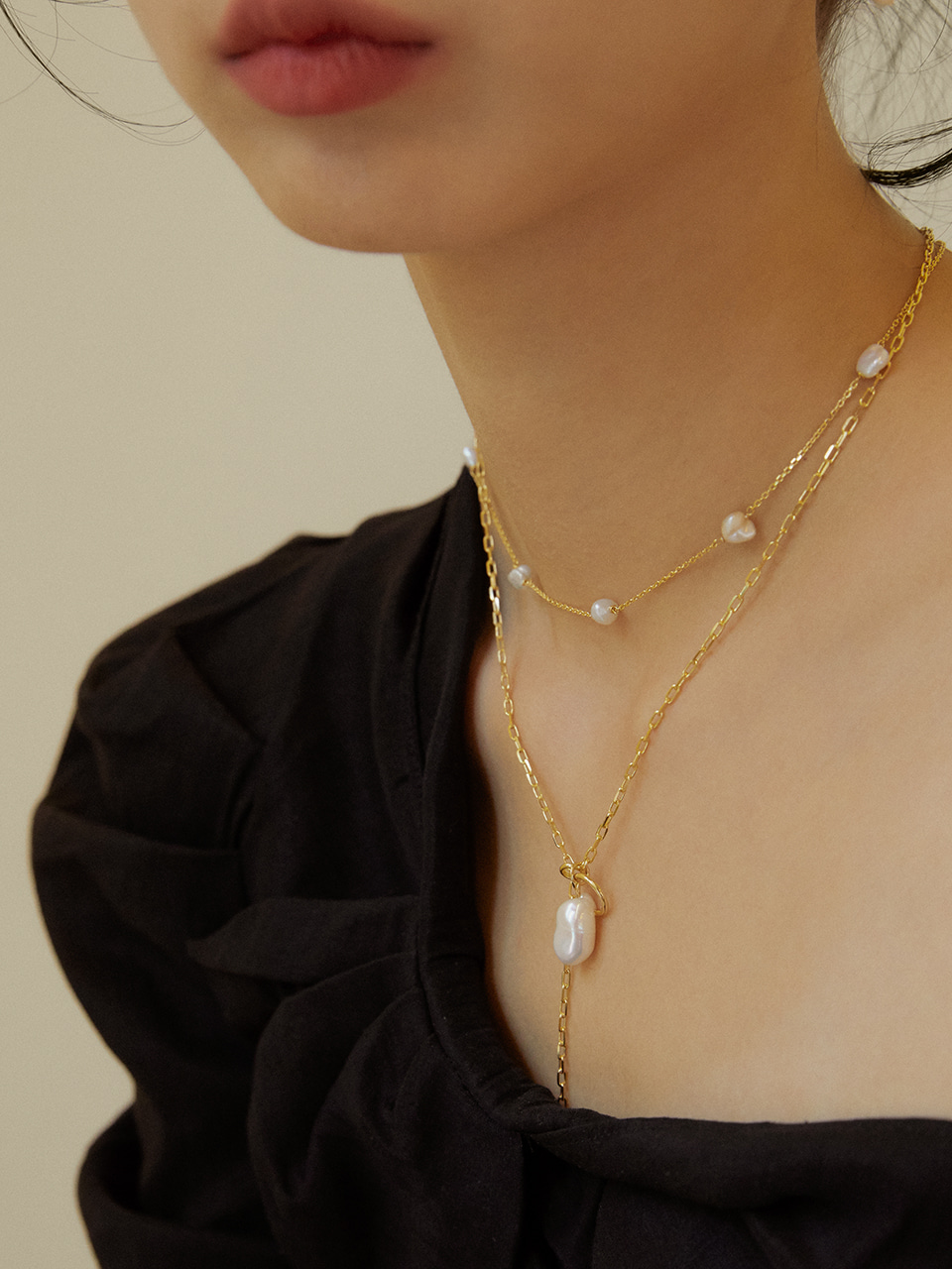 Ring&amp;pearl necklace(링&amp;펄목걸이)
