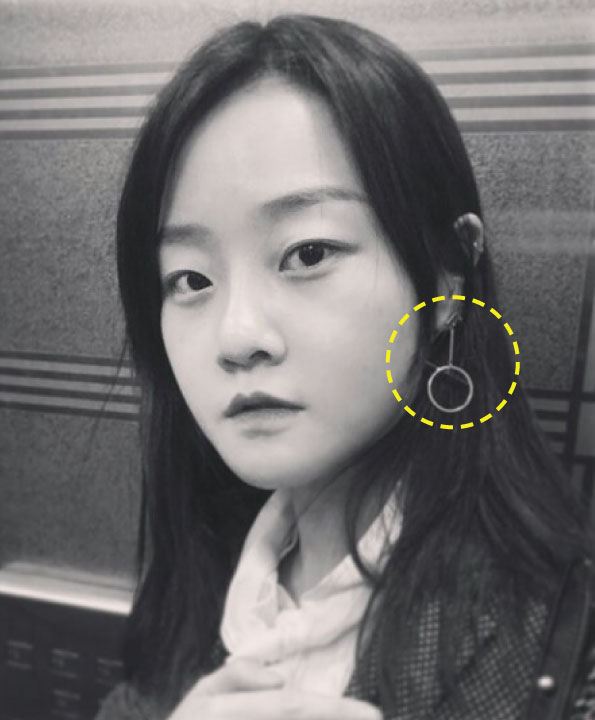 [강승현착용] O-ring bar layered earrings
