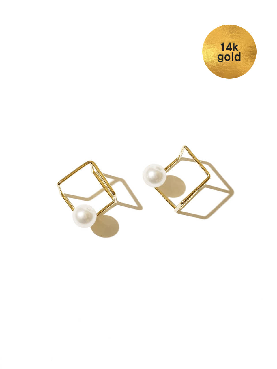 Frame cube earrings (14k gold)