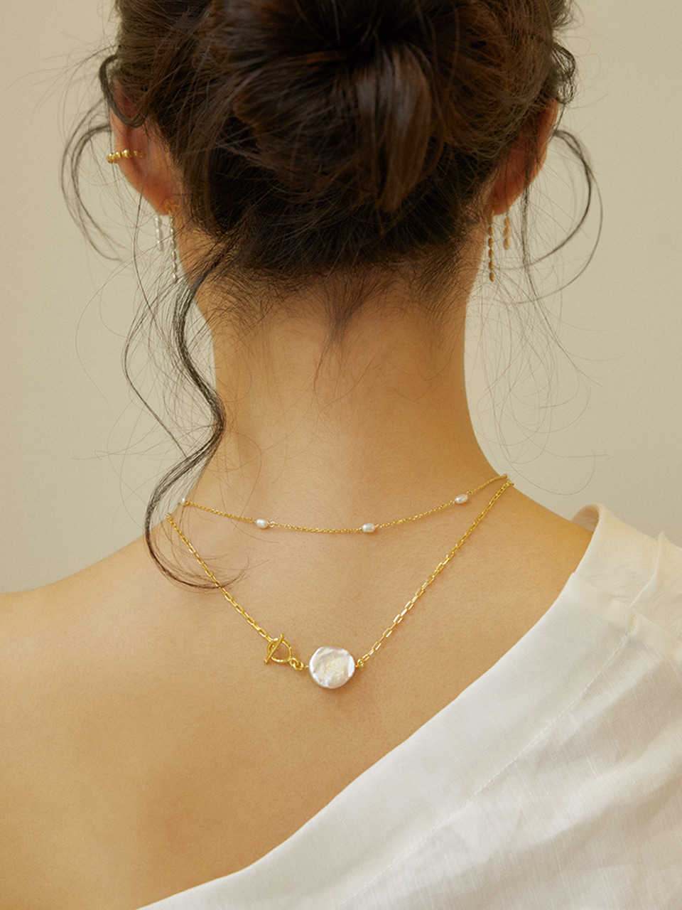 Disc pearl necklace(디스크펄목걸이)